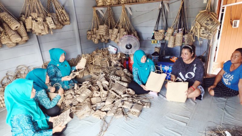 Dukungan Penuh Ketua TP PKK Barut Terhadap Pengembangan Usaha Pengrajin Anyaman Rotan Serta Produk Makanan Lokal