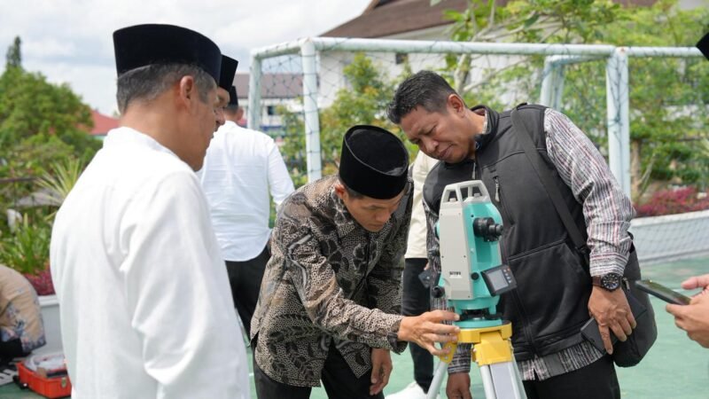Tim Kemenag Barut Lakukan Kalibrasi Arah Kiblat Mushalla Shalahuddin Al Ayyubi