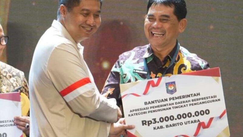 Pemkab Barito Utara Raih Peringkat I Penurunan Pengangguran di Apresiasi Pemda Berprestasi 2026 Regional Kalimantan