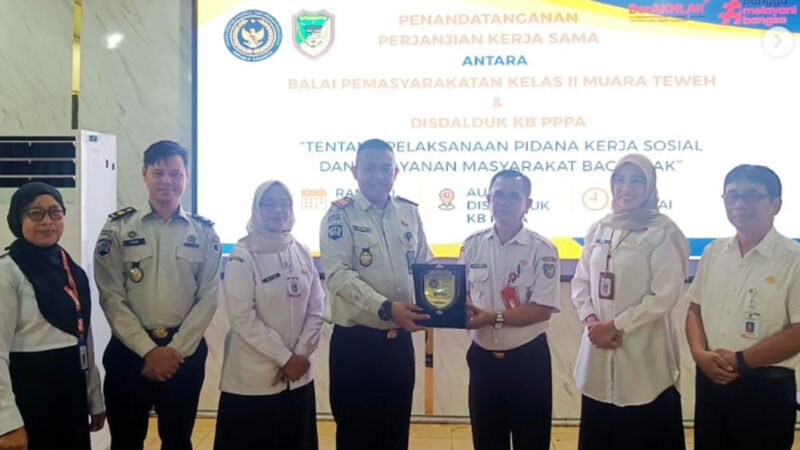 Penandatanganan PKS Bapas Kelas II Muara Teweh dan Disdalduk KB PPPA Barito Utara
