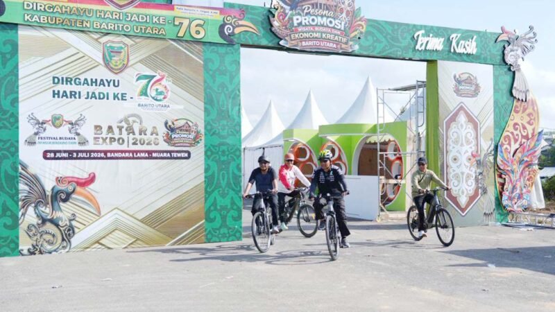 Gowes Pagi, Bupati H. Shalahuddin Bersama Jajaran Pemkab Barut Tinjau Persiapan Batara Expo 2026