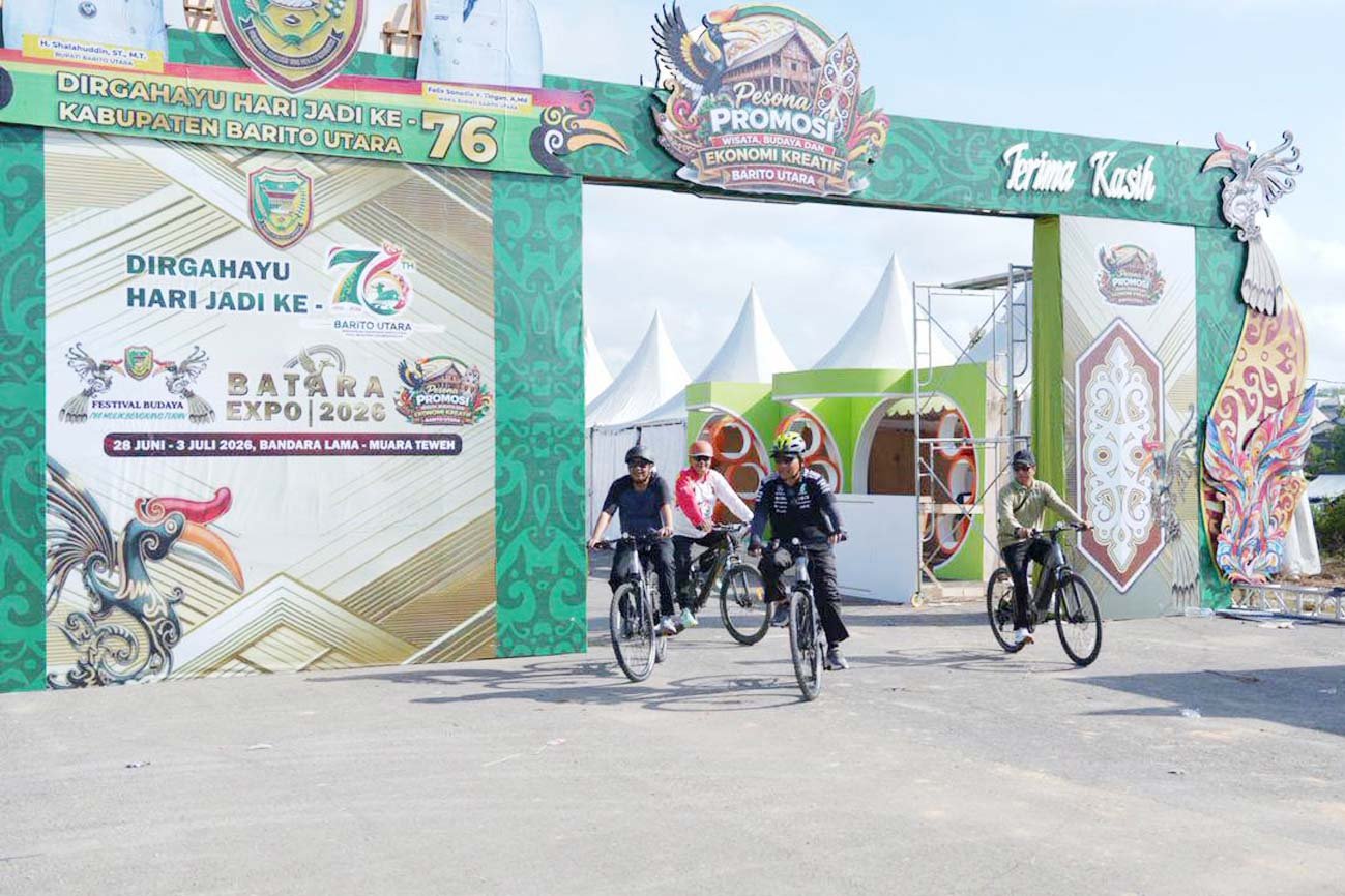 Gowes Pagi, Bupati H. Shalahuddin Bersama Jajaran Pemkab Barut Tinjau Persiapan Batara Expo 2026