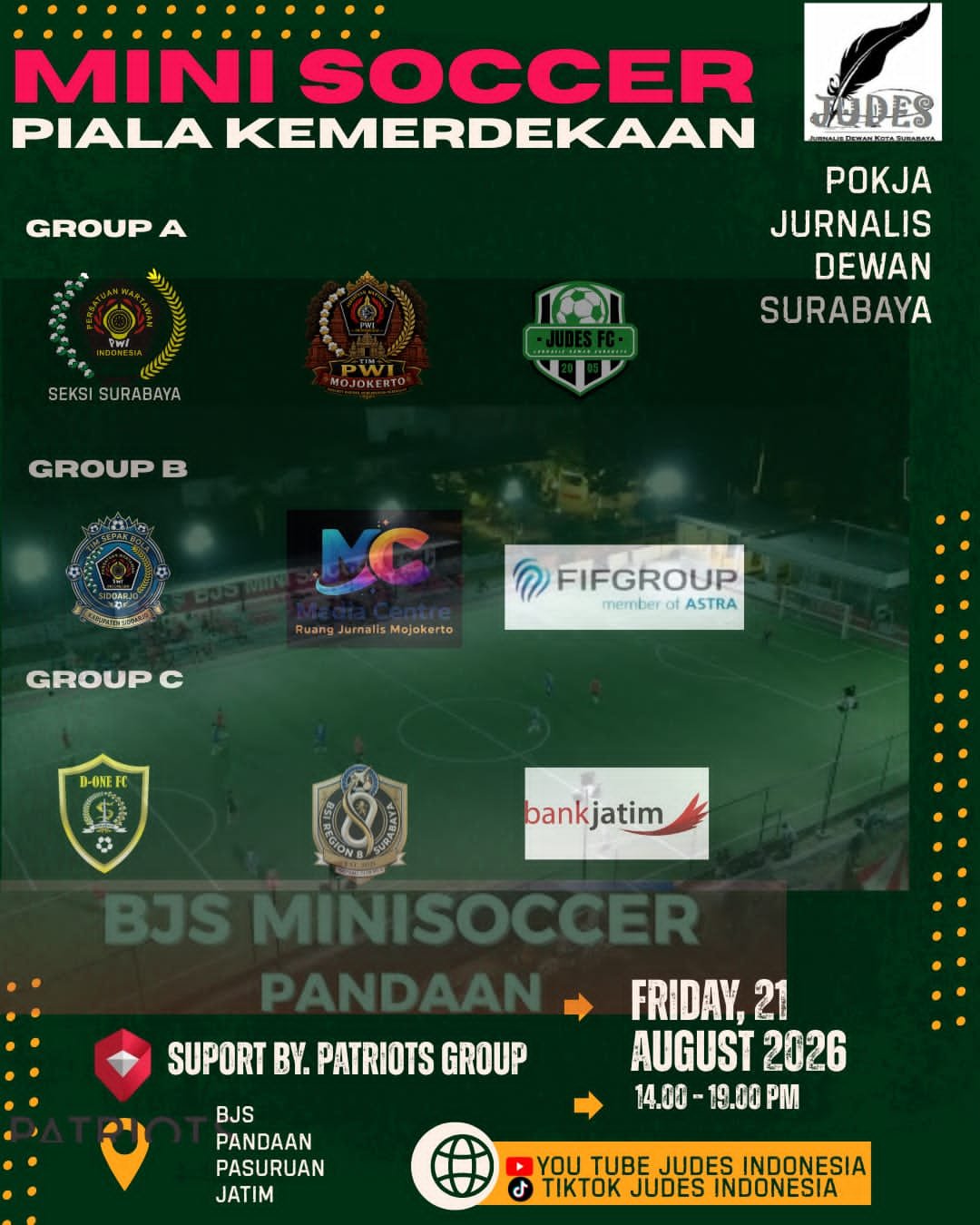 Insan Pers hingga Perbankan Siap Berlaga di Turnamen Minisoccer Piala Kemerdekaan 2026